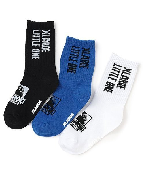 XLARGE KIDS（エクストララージキッズ）の「バーチカルロゴクルーソックス（ソックス/靴下・キッズ・ホワイト/ブラック/ブルー・13-15cm/19-21cm/15-17cm/17-19cm）」の7枚目の写真