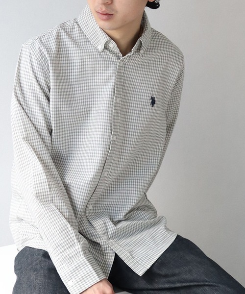 U.S. POLO ASSN.(ユーエスポロアッスン)の「【U.S. POLO ASSN./ユーエスポロアッスン】ワンポイントポニー ボタンダウン ロングスリーブシャツ(シャツ/ブラウス・メンズ・ホワイト/ライトブルー/ストライプ/ブラック/ネイビー系/アイボリー系・M/L/LL)」の3枚目の写真