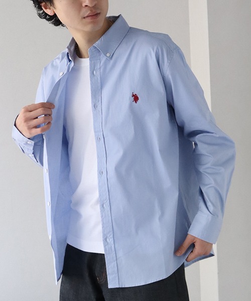 U.S. POLO ASSN.(ユーエスポロアッスン)の「【U.S. POLO ASSN./ユーエスポロアッスン】ワンポイントポニー ボタンダウン ロングスリーブシャツ(シャツ/ブラウス・メンズ・ホワイト/ライトブルー/ストライプ/ブラック/ネイビー系/アイボリー系・M/L/LL)」の4枚目の写真