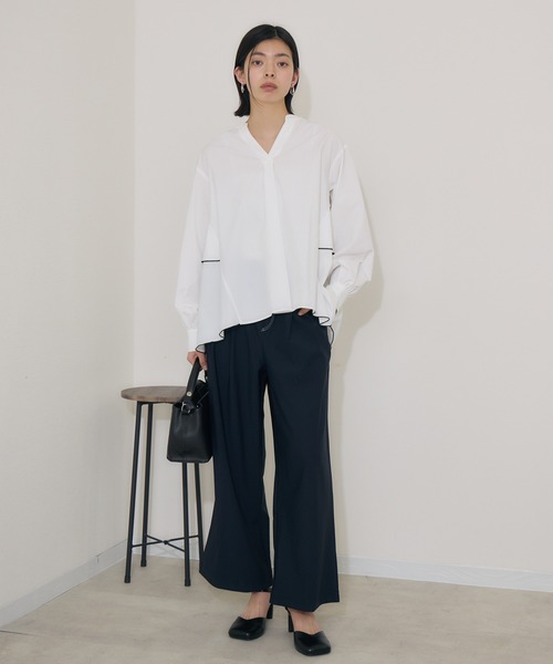 Paradise Picnic（パラダイスピクニック）の「ROSIEE   裾メローバックフレアシャツ（シャツ/ブラウス・レディース・ブラック/ホワイト・FREE）」の3枚目の写真