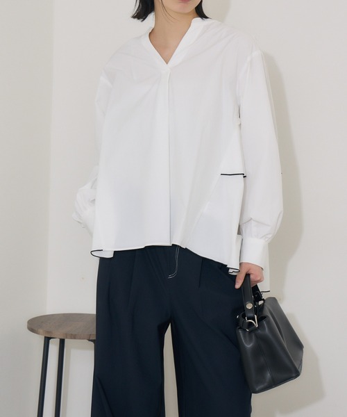 Paradise Picnic（パラダイスピクニック）の「ROSIEE   裾メローバックフレアシャツ（シャツ/ブラウス・レディース・ブラック/ホワイト・FREE）」の9枚目の写真