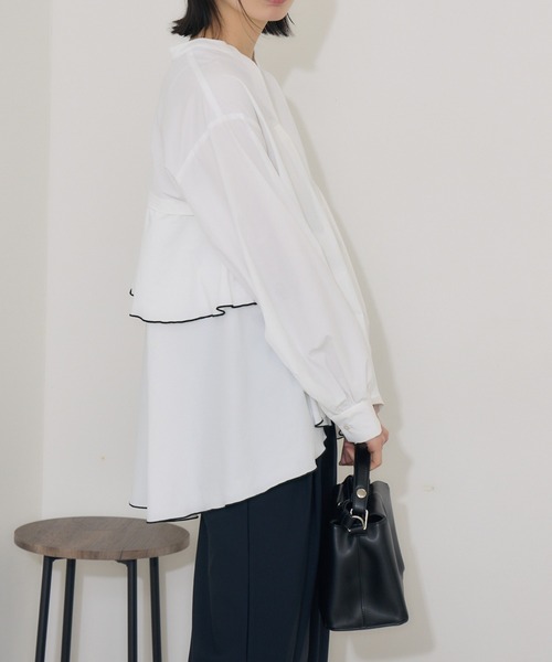 Paradise Picnic（パラダイスピクニック）の「ROSIEE   裾メローバックフレアシャツ（シャツ/ブラウス・レディース・ブラック/ホワイト・FREE）」の11枚目の写真