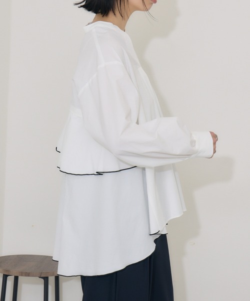 Paradise Picnic（パラダイスピクニック）の「ROSIEE   裾メローバックフレアシャツ（シャツ/ブラウス・レディース・ブラック/ホワイト・FREE）」の13枚目の写真