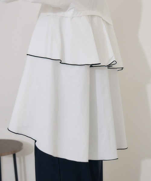 Paradise Picnic（パラダイスピクニック）の「ROSIEE   裾メローバックフレアシャツ（シャツ/ブラウス・レディース・ブラック/ホワイト・FREE）」の21枚目の写真