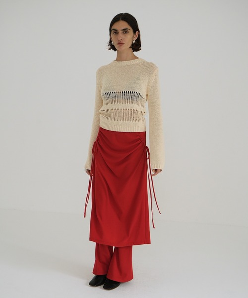 CLANE SKIRT LAYERED PANTS RED