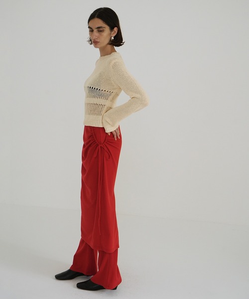 CLANE（クラネ）の「PANTS LAYRED SIDE SHIRRING SKIRT（スカート・レディース・ブラック/レッド/ベージュ・0/1/2）」の8枚目の写真
