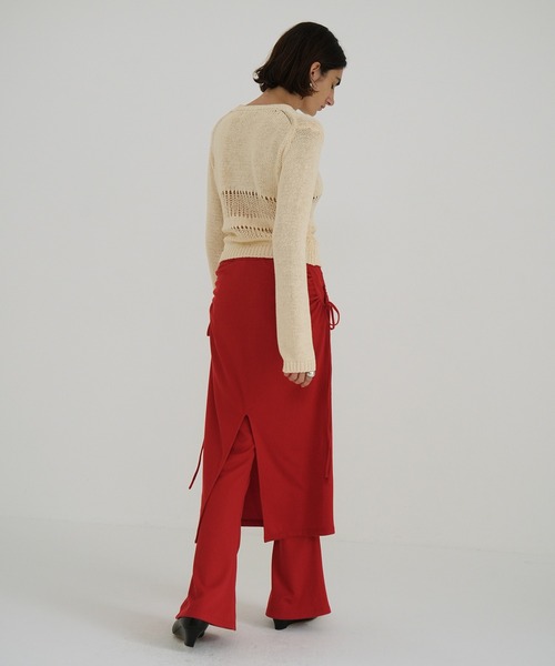 CLANE（クラネ）の「PANTS LAYRED SIDE SHIRRING SKIRT（スカート・レディース・ブラック/レッド/ベージュ・0/1/2）」の9枚目の写真