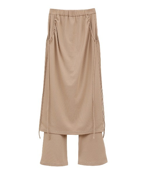CLANE ベージュ レイヤードサイドシリングスカート セール】PANTS LAYRED SIDE SHIRRING SKIRT（スカート）｜CLANE