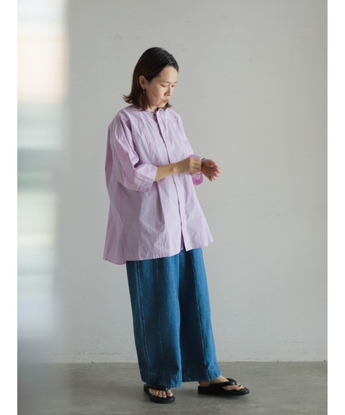 FIL DE FER（フィルデフェール）の「60タイプライター　ヨークロングシャツ（シャツ/ブラウス・レディース・パープル/ライトグリーン・FREE）」の4枚目の写真