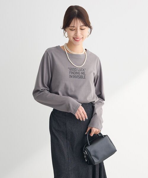 ELENCARE DUE(エレンカーレデュエ)の「・ELENCARE DUE ロゴptロンTEE(Tシャツ/カットソー・レディース・オフホワイト/チャコールグレー/ブラック/ライトカーキ・FREE)」の11枚目の写真