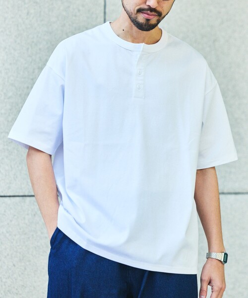 FREAK'S STORE(フリークスストア)の「限定展開 STRATECH/ストラテック ヘンリーネック Tシャツ/抗菌/防臭/制菌/UVカット/接触冷感/吸水速乾(Tシャツ/カットソー・メンズ・チャコールグレー/ホワイト/ブラック/グレイッシュベージュ/ネイビー・SMALL/MEDIUM/LARGE/X-LARGE)」の2枚目の写真