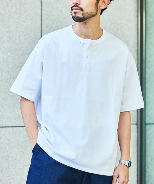 FREAK'S STORE(フリークスストア)の「限定展開 STRATECH/ストラテック ヘンリーネック Tシャツ/抗菌/防臭/制菌/UVカット/接触冷感/吸水速乾(Tシャツ/カットソー・メンズ・チャコールグレー/ホワイト/ブラック/グレイッシュベージュ/ネイビー・SMALL/MEDIUM/LARGE/X-LARGE)」の8枚目の写真