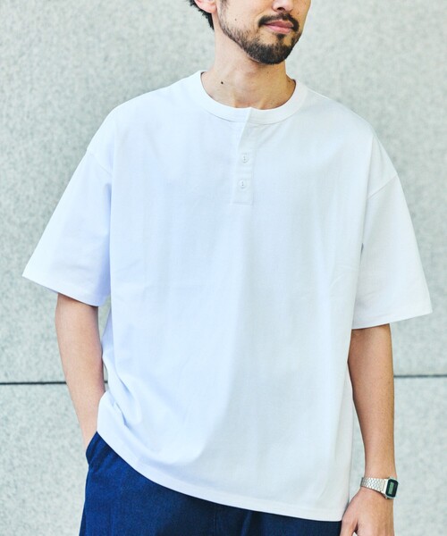 FREAK'S STORE(フリークスストア)の「限定展開 STRATECH/ストラテック ヘンリーネック Tシャツ/抗菌/防臭/制菌/UVカット/接触冷感/吸水速乾(Tシャツ/カットソー・メンズ・チャコールグレー/ホワイト/ブラック/グレイッシュベージュ/ネイビー・SMALL/MEDIUM/LARGE/X-LARGE)」の9枚目の写真
