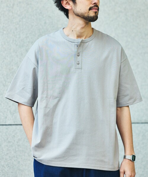 FREAK'S STORE(フリークスストア)の「限定展開 STRATECH/ストラテック ヘンリーネック Tシャツ/抗菌/防臭/制菌/UVカット/接触冷感/吸水速乾(Tシャツ/カットソー・メンズ・チャコールグレー/ホワイト/ブラック/グレイッシュベージュ/ネイビー・SMALL/MEDIUM/LARGE/X-LARGE)」の11枚目の写真
