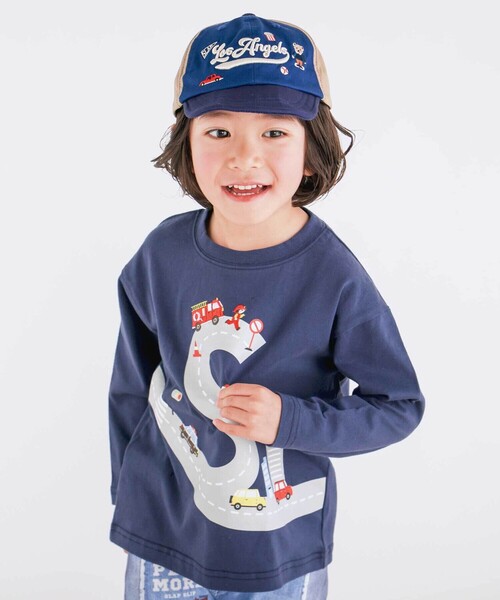 SLAP SLIP（スラップスリップ）の「モチーフ刺しゅうバイカラーローキャップ(52~54cm)（キャップ・キッズ・ブラック/ブルー・S/M）」の15枚目の写真