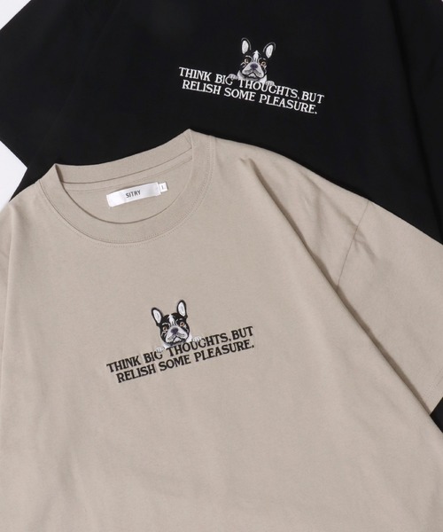 SITRY(シトリー)の「SITRY Animal Embroidery T-Shirt/別注 オーバーサイズ アニマル ワンポイント刺繍 半袖Tシャツ レディース メンズ(Tシャツ/カットソー・メンズ・ホワイト系その他/ブラック/ブルー/ブラック系その他/ベージュ系その他/ブルー系その他/ホワイト/ベージュ・M/XL/L)」の5枚目の写真