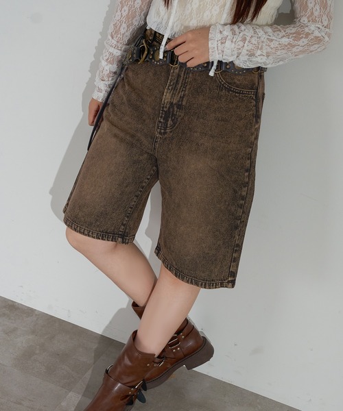 apres jour mignon(アプレジュールミニョン)の「デニムハーフパンツ【ZOZOTOWN限定アイテム】(その他パンツ・レディース・ブラック系その他/ブラウン系その他/ブルー系その他2・X-LARGE/MEDIUM/SMALL/LARGE)」の1枚目の写真