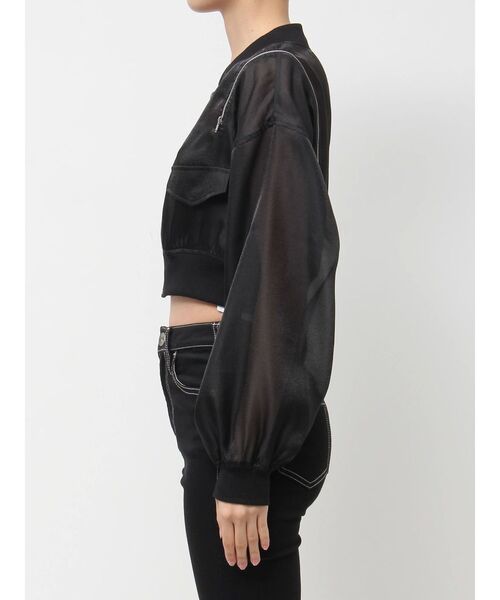 GYDA（ジェイダ）の「SymmetryGYDA ZIP デザインシアーブルゾン（ブルゾン・レディース・オフホワイト/ブラック・FREE）」の21枚目の写真