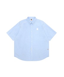 エイプ　APE オックスフォード　シャツ　ロゴ　プリント　ブルー A BATHING APE シャツ LINE CAMO JACQUARD OXFORD LS SHIRT