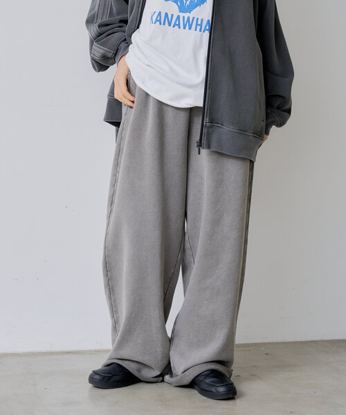 WHIMSIC(ウィムジック)の「*【WHIMSIC/SETUP対応/セルフカット】ガーメントダイスウェットパンツ(スウェットパンツ・レディース・オフホワイト/チャコールグレー・FREE)」の1枚目の写真