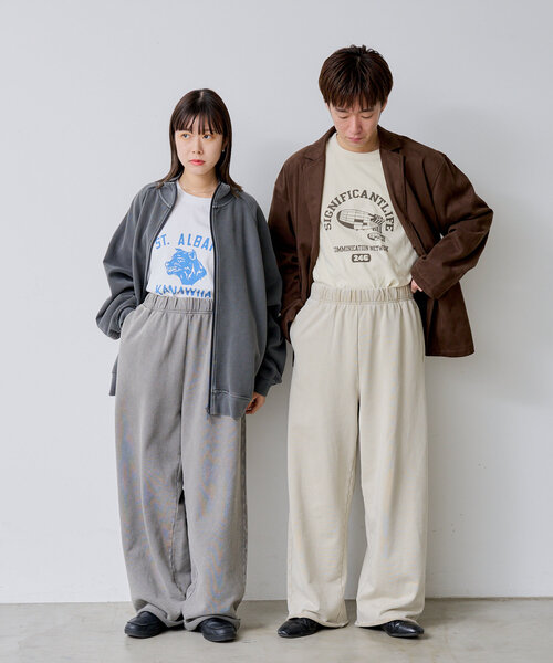 WHIMSIC(ウィムジック)の「*【WHIMSIC/SETUP対応/セルフカット】ガーメントダイスウェットパンツ(スウェットパンツ・レディース・オフホワイト/チャコールグレー・FREE)」の4枚目の写真