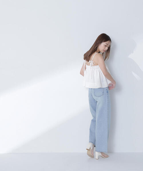 NATURAL BEAUTY BASIC(ナチュラルビューティーベーシック)の「◇【THINK NATURAL】テントラインギャザーキャミトップス(キャミソール・レディース・ライトグリーン/ブラック/オフホワイト・FREE)」の6枚目の写真