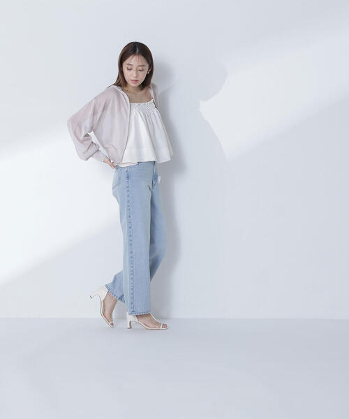 NATURAL BEAUTY BASIC(ナチュラルビューティーベーシック)の「◇【THINK NATURAL】テントラインギャザーキャミトップス(キャミソール・レディース・ライトグリーン/ブラック/オフホワイト・FREE)」の9枚目の写真