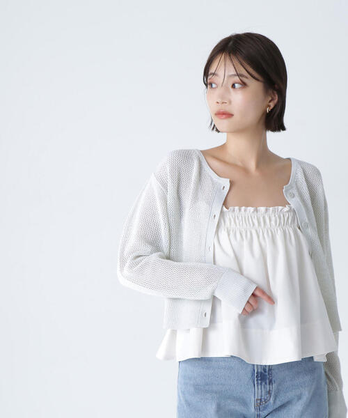 NATURAL BEAUTY BASIC(ナチュラルビューティーベーシック)の「◇【THINK NATURAL】テントラインギャザーキャミトップス(キャミソール・レディース・ライトグリーン/ブラック/オフホワイト・FREE)」の11枚目の写真
