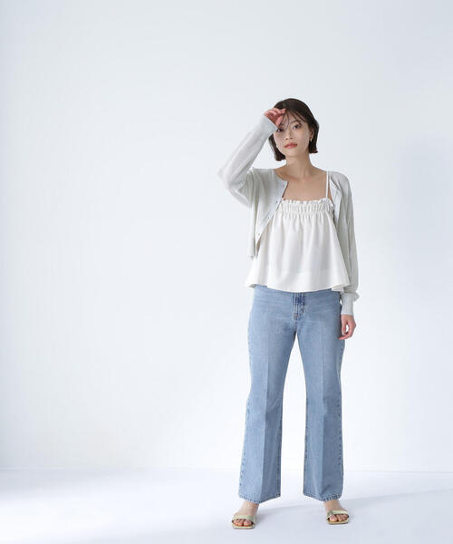 NATURAL BEAUTY BASIC(ナチュラルビューティーベーシック)の「◇【THINK NATURAL】テントラインギャザーキャミトップス(キャミソール・レディース・ライトグリーン/ブラック/オフホワイト・FREE)」の12枚目の写真