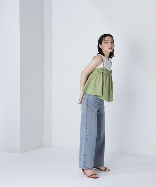 NATURAL BEAUTY BASIC(ナチュラルビューティーベーシック)の「◇【THINK NATURAL】テントラインギャザーキャミトップス(キャミソール・レディース・ライトグリーン/ブラック/オフホワイト・FREE)」の16枚目の写真