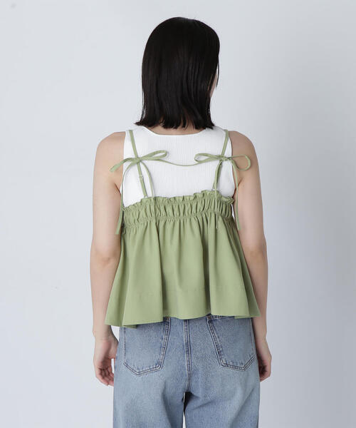 NATURAL BEAUTY BASIC(ナチュラルビューティーベーシック)の「◇【THINK NATURAL】テントラインギャザーキャミトップス(キャミソール・レディース・ライトグリーン/ブラック/オフホワイト・FREE)」の22枚目の写真