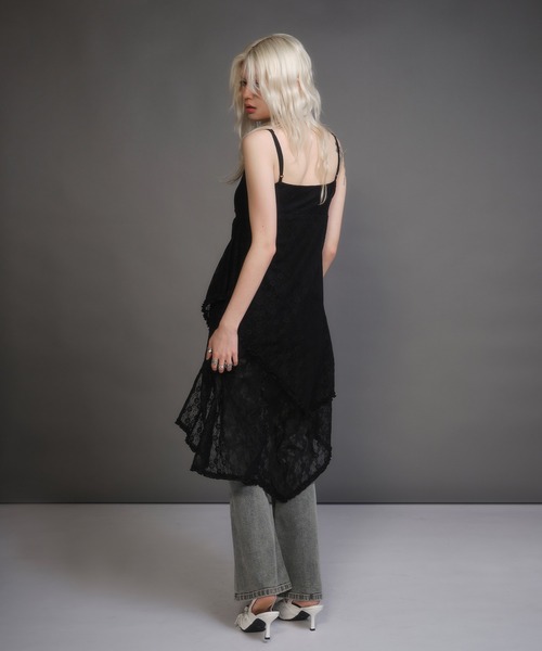 ACLENT（アクレント）の「レーススイッチングフリルワンピース（ワンピース・レディース・ブラック/ホワイト・FREE）」の4枚目の写真