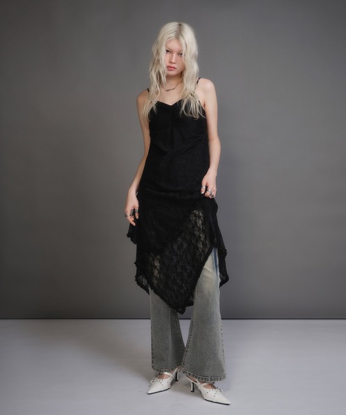 ACLENT（アクレント）の「レーススイッチングフリルワンピース（ワンピース・レディース・ブラック/ホワイト・FREE）」の6枚目の写真