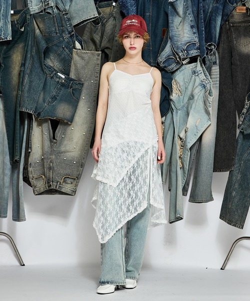 ACLENT（アクレント）の「レーススイッチングフリルワンピース（ワンピース・レディース・ブラック/ホワイト・FREE）」の8枚目の写真