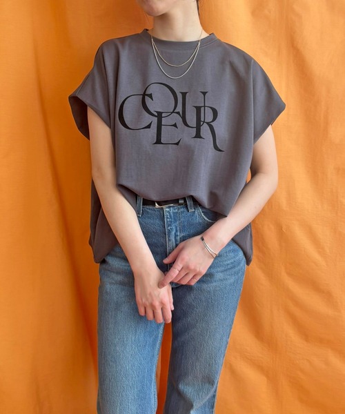 LHELBIE（レルビエ）の「フロッキーロゴボックスTシャツ（Tシャツ/カットソー・レディース・ベージュ/チャコールグレー/オフホワイト・M）」の15枚目の写真