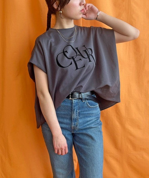 LHELBIE（レルビエ）の「フロッキーロゴボックスTシャツ（Tシャツ/カットソー・レディース・ベージュ/チャコールグレー/オフホワイト・M）」の17枚目の写真