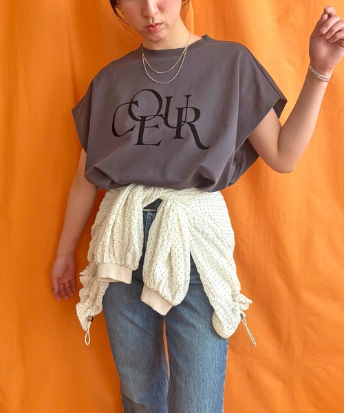 LHELBIE（レルビエ）の「フロッキーロゴボックスTシャツ（Tシャツ/カットソー・レディース・ベージュ/チャコールグレー/オフホワイト・M）」の13枚目の写真