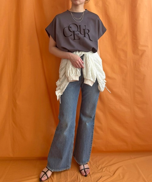 LHELBIE（レルビエ）の「フロッキーロゴボックスTシャツ（Tシャツ/カットソー・レディース・ベージュ/チャコールグレー/オフホワイト・M）」の14枚目の写真