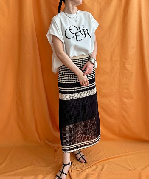 LHELBIE（レルビエ）の「フロッキーロゴボックスTシャツ（Tシャツ/カットソー・レディース・ベージュ/チャコールグレー/オフホワイト・M）」の10枚目の写真