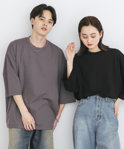 大人気★　触り心地抜群　Tシャツ　ユニセックス　ビーチコーデ　セットアッ ユニセックス』ハイショクステッチデザインT(5分袖)[AA45-11S116