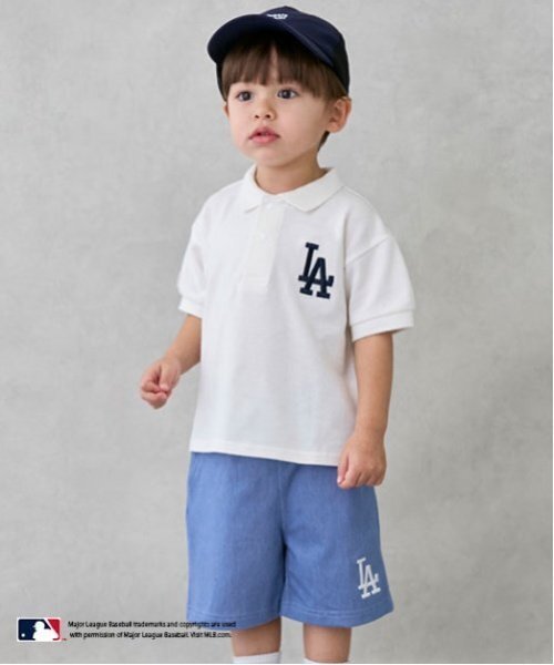 petit main(プティマイン)の「【MLB】カットデニムハーフパンツ(デニムパンツ・キッズ・アイボリー/ブラック/ブルー・80cm/100cm/120cm/110cm/90cm/130cm)」の3枚目の写真