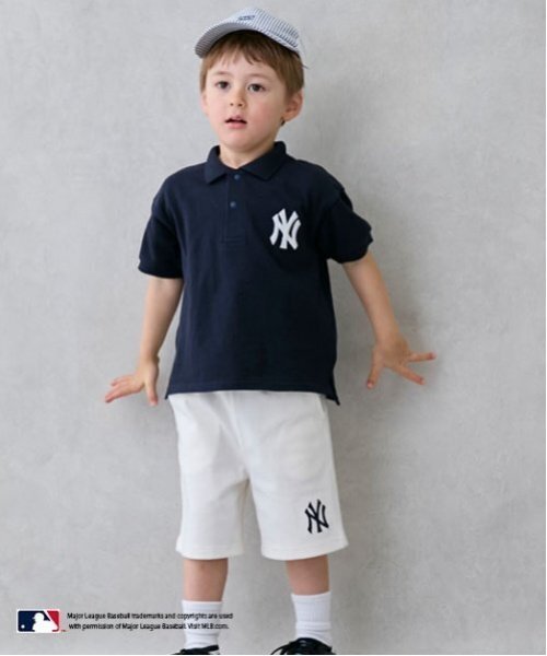 petit main(プティマイン)の「【MLB】カットデニムハーフパンツ(デニムパンツ・キッズ・アイボリー/ブラック/ブルー・80cm/100cm/120cm/110cm/90cm/130cm)」の2枚目の写真