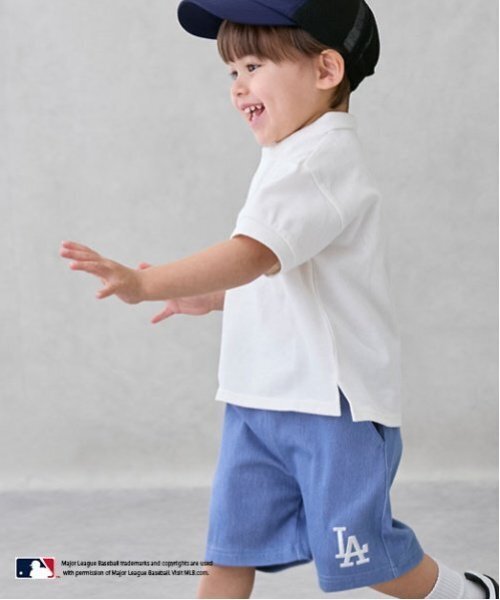 petit main(プティマイン)の「【MLB】カットデニムハーフパンツ(デニムパンツ・キッズ・アイボリー/ブラック/ブルー・80cm/100cm/120cm/110cm/90cm/130cm)」の5枚目の写真