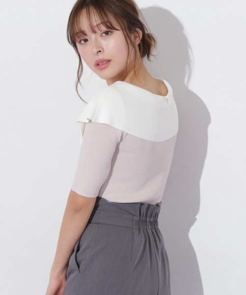 JILL by JILL STUART(ジルバイジルスチュアート)の「◇配色ビッグカラーリブニット(ニット/セーター・レディース・ベージュ/ブラック系その他/ブラック・FREE)」の18枚目の写真