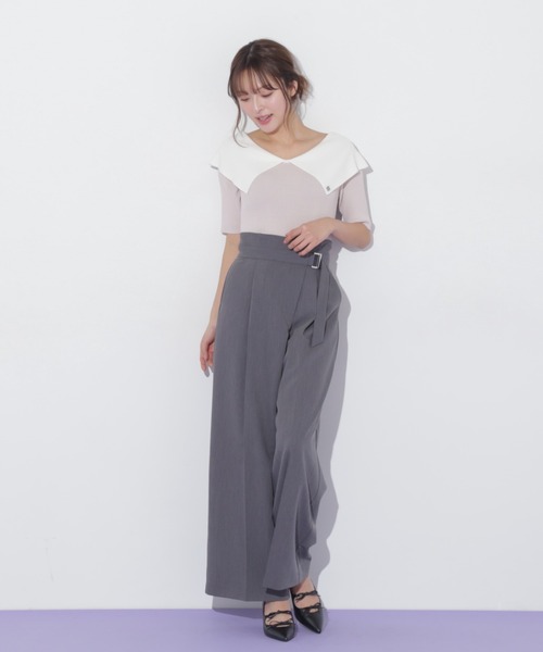 JILL by JILL STUART(ジルバイジルスチュアート)の「◇配色ビッグカラーリブニット(ニット/セーター・レディース・ベージュ/ブラック系その他/ブラック・FREE)」の14枚目の写真