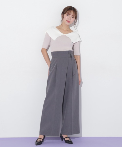 JILL by JILL STUART(ジルバイジルスチュアート)の「◇配色ビッグカラーリブニット(ニット/セーター・レディース・ベージュ/ブラック系その他/ブラック・FREE)」の16枚目の写真