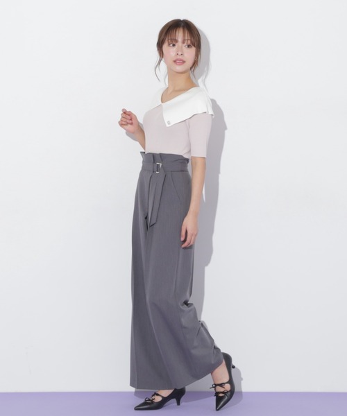 JILL by JILL STUART(ジルバイジルスチュアート)の「◇配色ビッグカラーリブニット(ニット/セーター・レディース・ベージュ/ブラック系その他/ブラック・FREE)」の15枚目の写真