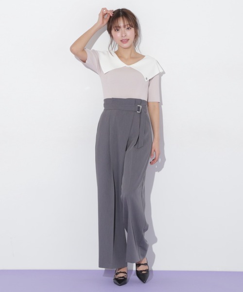 JILL by JILL STUART(ジルバイジルスチュアート)の「◇配色ビッグカラーリブニット(ニット/セーター・レディース・ベージュ/ブラック系その他/ブラック・FREE)」の17枚目の写真