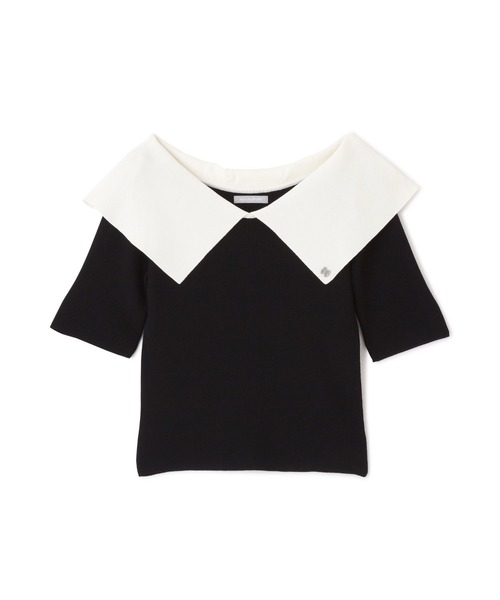 JILL by JILL STUART(ジルバイジルスチュアート)の「◇配色ビッグカラーリブニット(ニット/セーター・レディース・ベージュ/ブラック系その他/ブラック・FREE)」の11枚目の写真