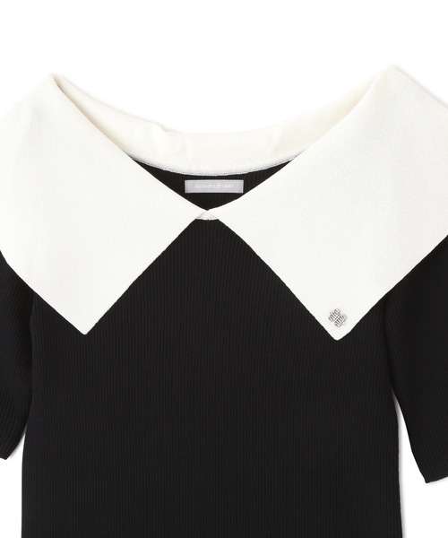 JILL by JILL STUART(ジルバイジルスチュアート)の「◇配色ビッグカラーリブニット(ニット/セーター・レディース・ベージュ/ブラック系その他/ブラック・FREE)」の8枚目の写真